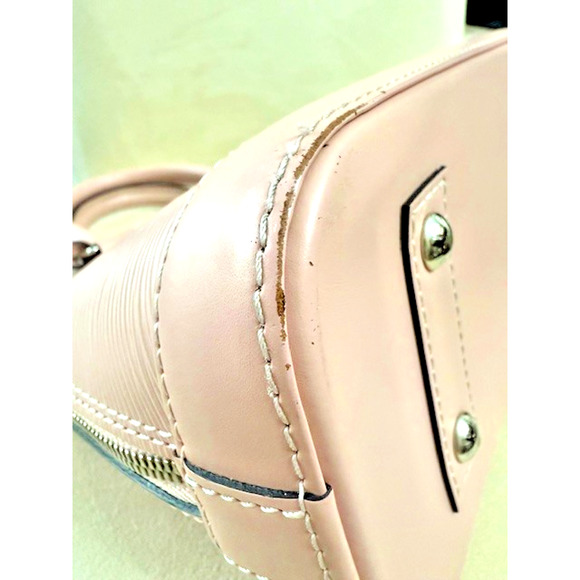 Louis Vuitton Alma BB Epi Leather Pink Silver Hardware Rose Red Stripe Hand Bag - Picture 5 of 16